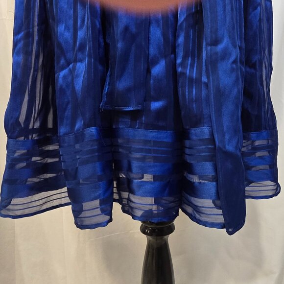 Luxie By Carmen Marc Valvo Blue Dress Size 8 Pockets Matching Belt Lined Zip - Picture 5 of 13